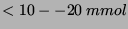 \ensuremath{< 10--20\ mmol}